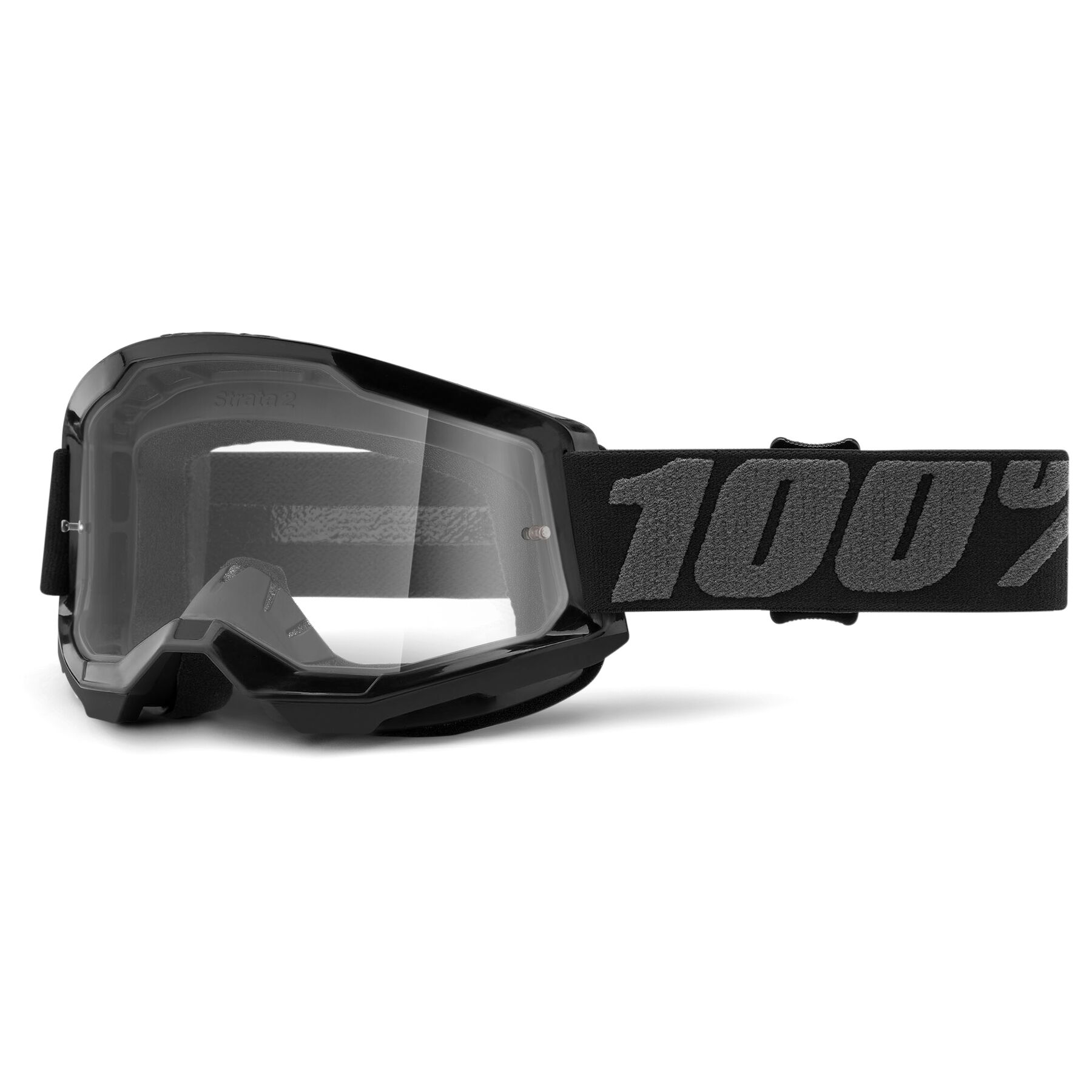 Color:Black:2024 100% Strata 2 Clear Lens MX Motocross Offroad Goggles