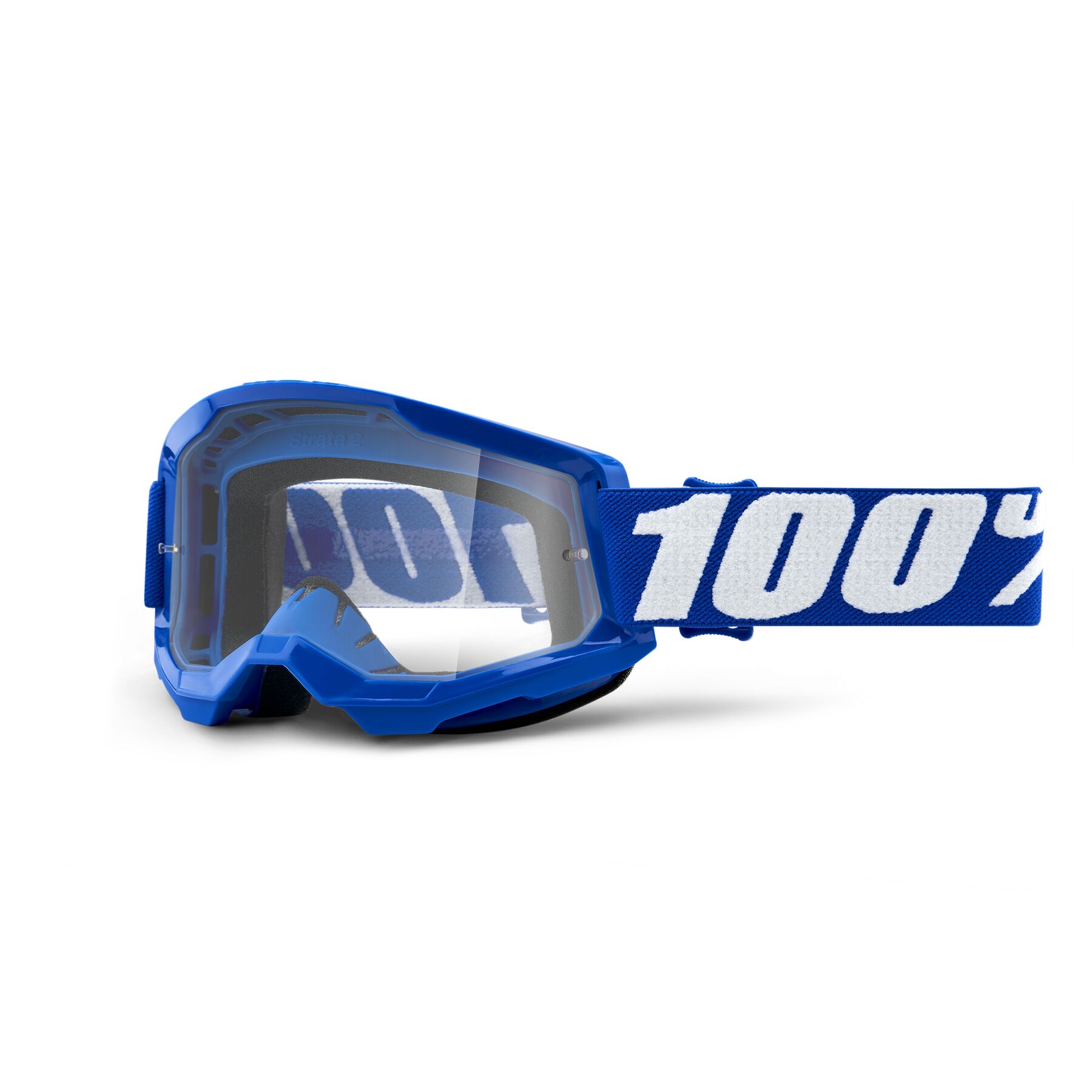 Color:Blue:2024 100% Strata 2 Clear Lens MX Motocross Offroad Goggles