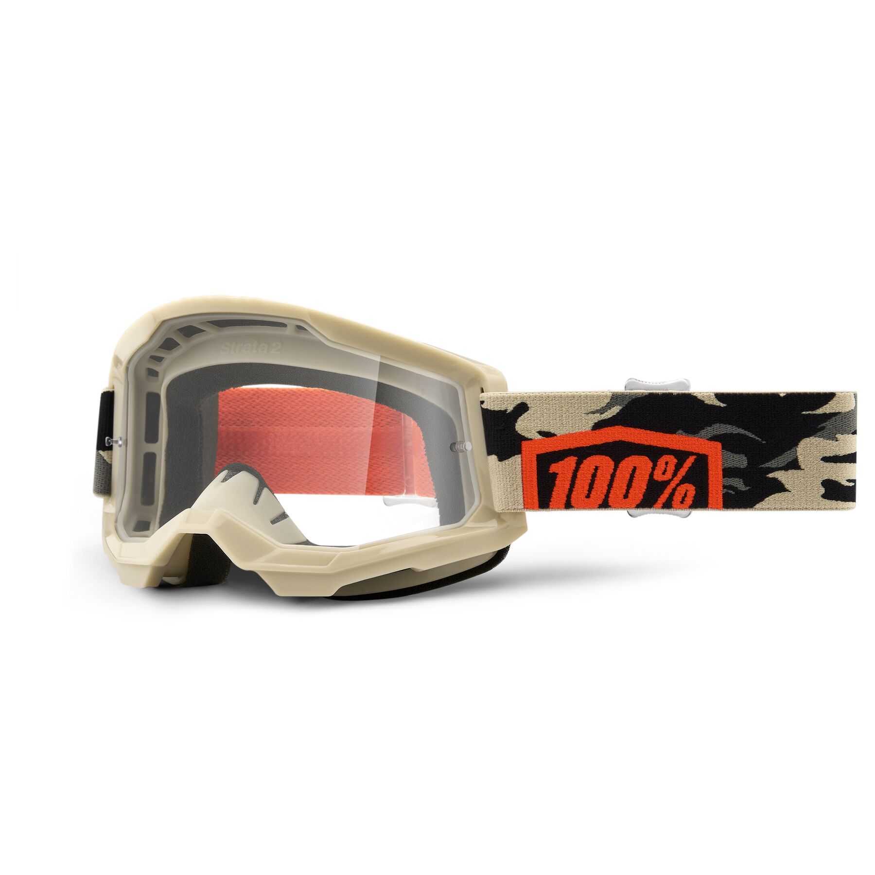 Color:Kombat:2024 100% Strata 2 Clear Lens MX Motocross Offroad Goggles