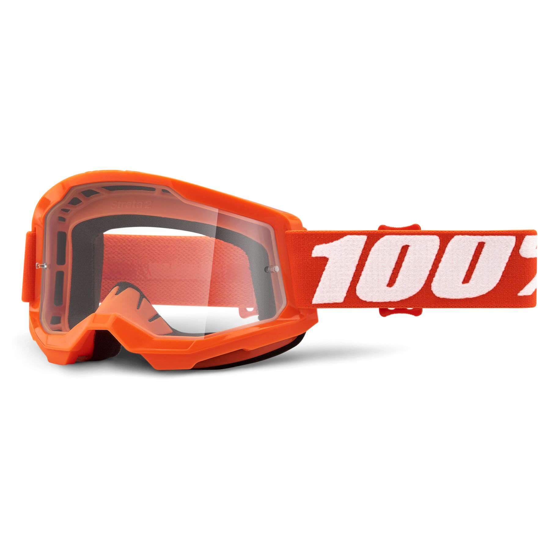 Color:Orange:2024 100% Strata 2 Clear Lens MX Motocross Offroad Goggles