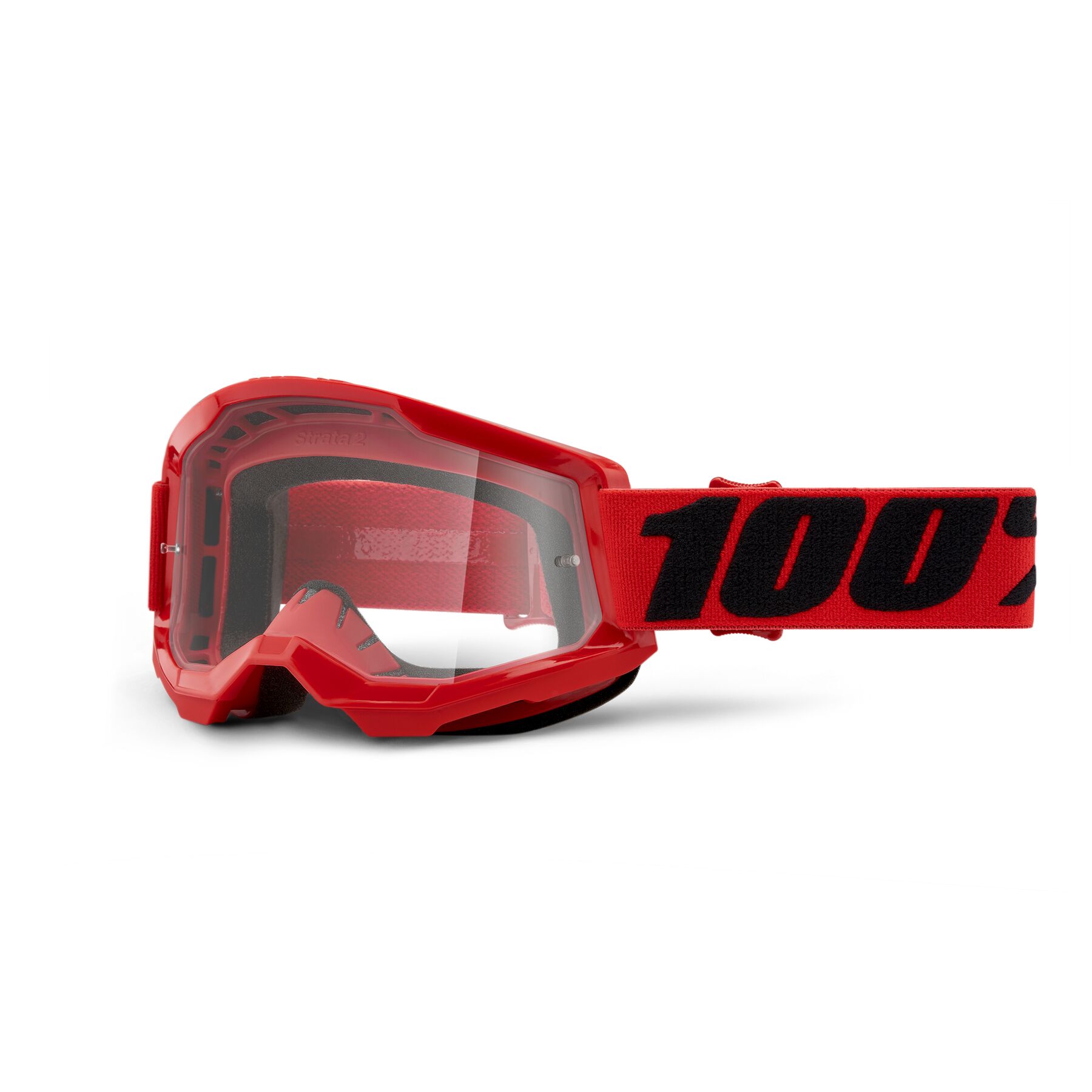 Color:Red:2024 100% Strata 2 Clear Lens MX Motocross Offroad Goggles