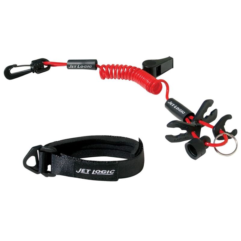 Jet Logic PWC Jetski Lanyard 4 Keys Red/Black Sea‑Doo Yamaha Kawasaki Honda