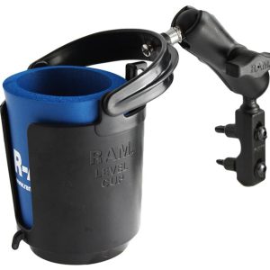 RAM Motorcycle Handlebar Mount Self Leveling Cup Holder and U-Bolt RAM-B-174-132-0