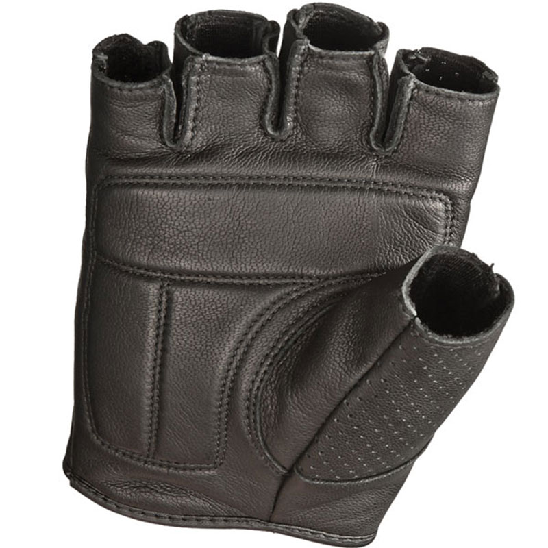 Highway 21 Jab Half Perforated Fingerless Street Motorcycle Leather Gloves-114977