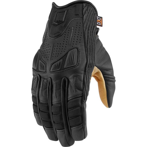 Icon 1000 Axys Goatskin Leather Street Motorcycle Black/Gold Gloves ...