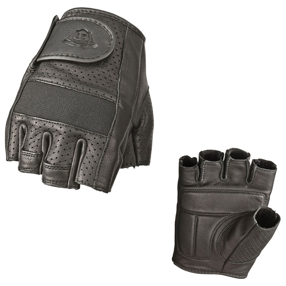 Highway 21 Jab Half Perforated Fingerless Street Motorcycle Leather Gloves-114978
