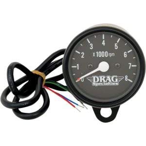 Drag Specialties Matte Black/Black 2.4" Mini Electronic 8000 RPM Tachometer 2211-0119-0
