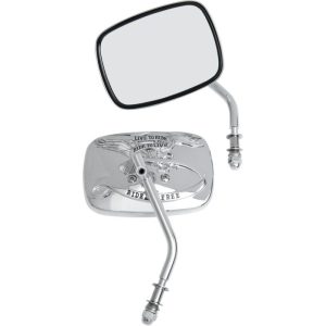 Drag Specialties Chrome Live to Ride Custom Mirror Set For Harley-0