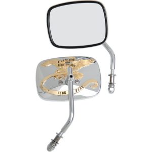 Drag Specialties Chrome/Gold Live to Ride Custom Mirrors 0640-0476-0