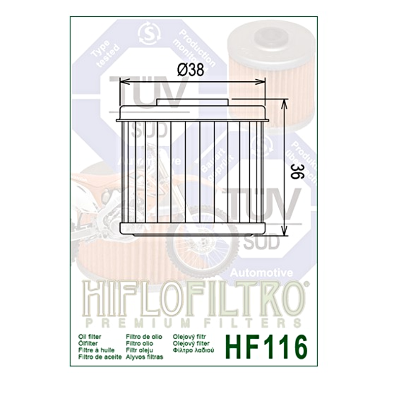 Hiflofiltro HF116 Oil Filter 5 Pack Honda TRX450R 2006-2014 & TRX450R 2004-2013-164936