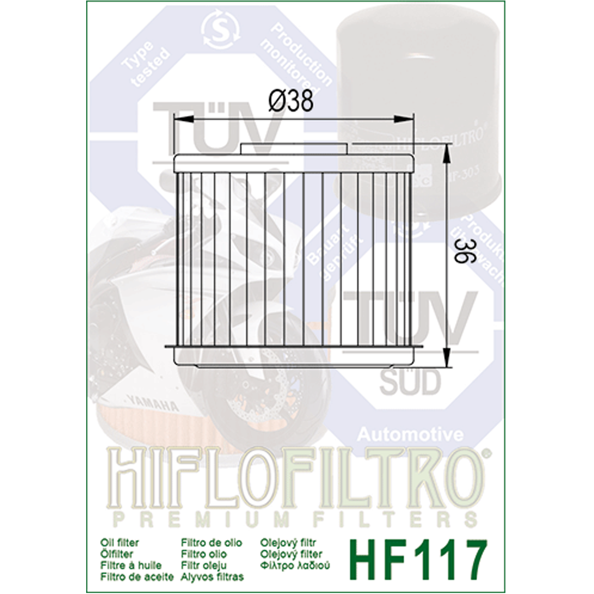 Hiflofiltro HF117 Oil Filter 5 Pack Honda Pioneer 1000, CRF1000L Africa Twin-195835