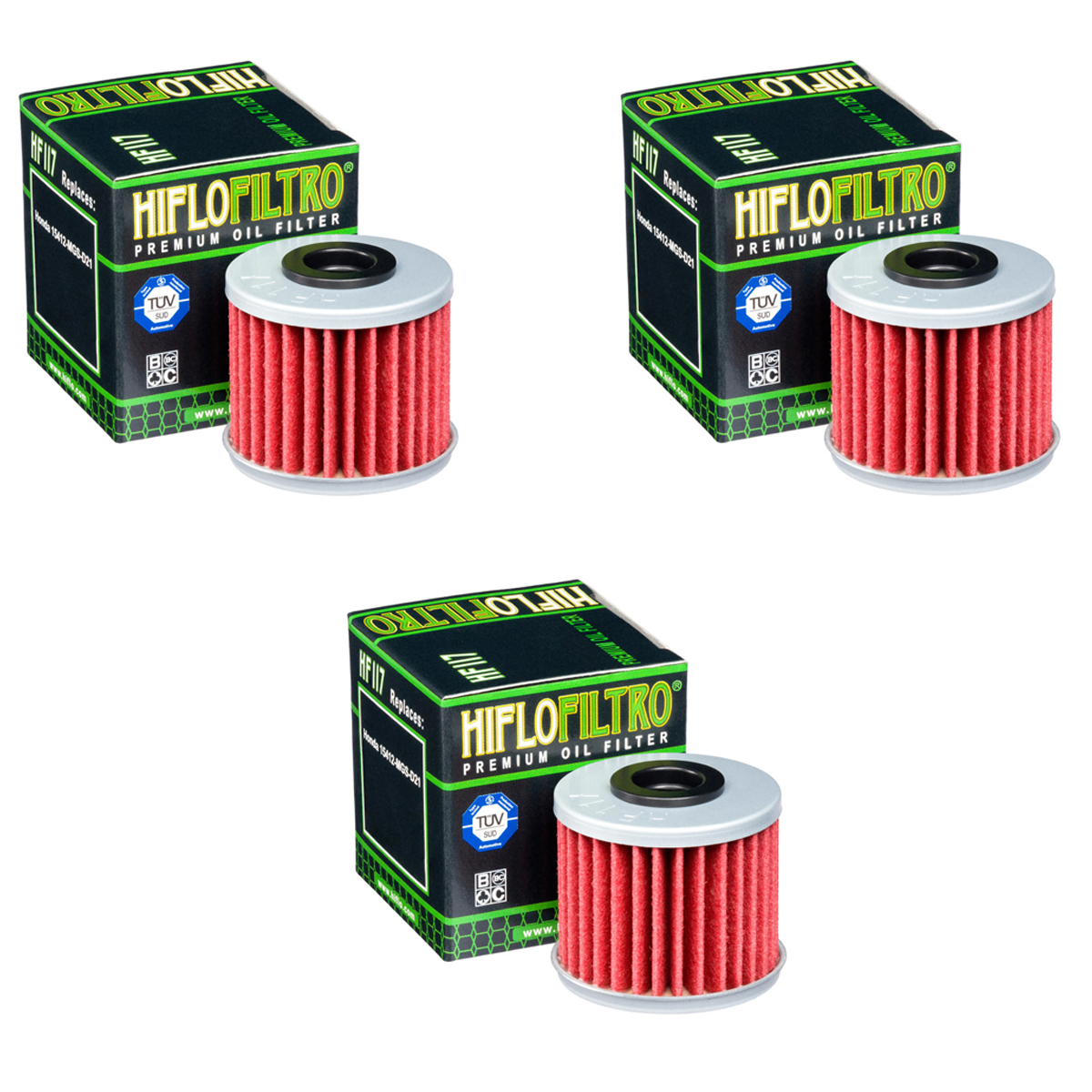 Hiflofiltro HF117 Oil Filter 3 Pack Honda Pioneer 1000, CRF1000L Africa Twin