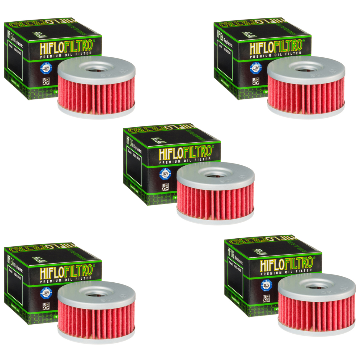 Hiflofiltro HF136 Oil Filter 5 Pack Suzuki DR 350 R, DR 250, DR 250 SE