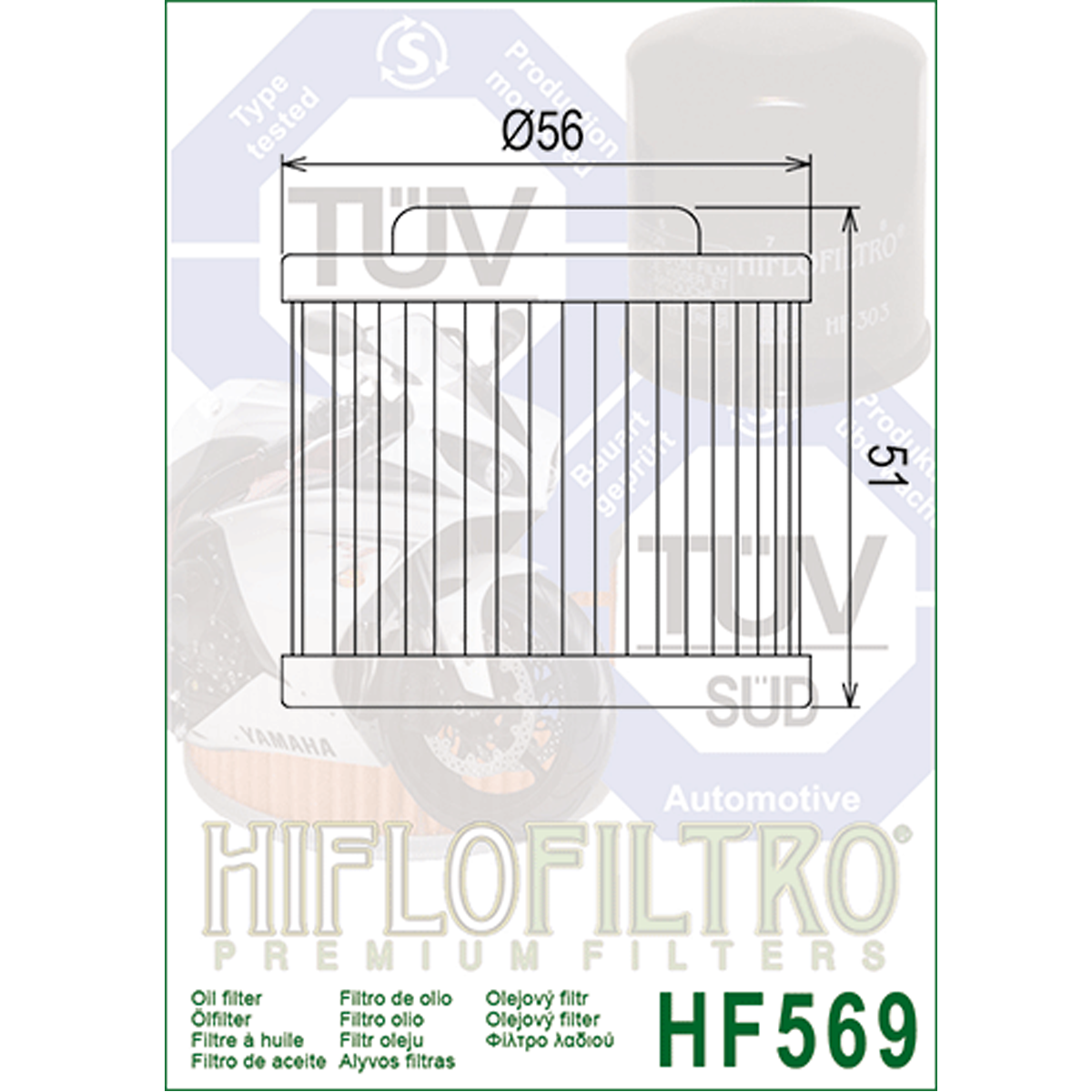 Hiflofiltro HF569 Oil Filter 5 Pack MV Agusta F3 800, F3 675, Brutale 675-195759