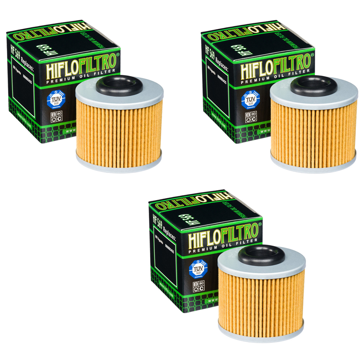 Hiflofiltro HF569 Oil Filter 3 Pack MV Agusta F3 800, F3 675, Brutale 675