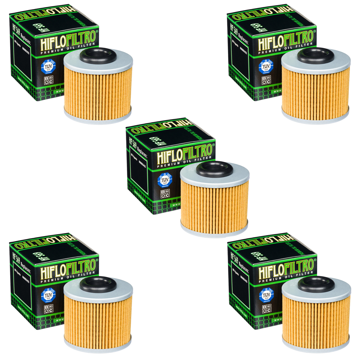 Hiflofiltro HF569 Oil Filter 5 Pack MV Agusta F3 800, F3 675, Brutale 675