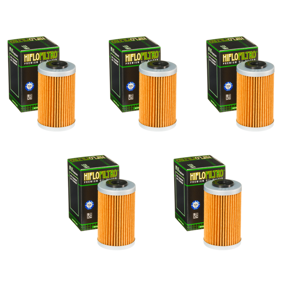 Hiflofiltro HF655 Oil Filter 5 Pack KTM 250 XCF-W 4-Stroke, 250 XC-F