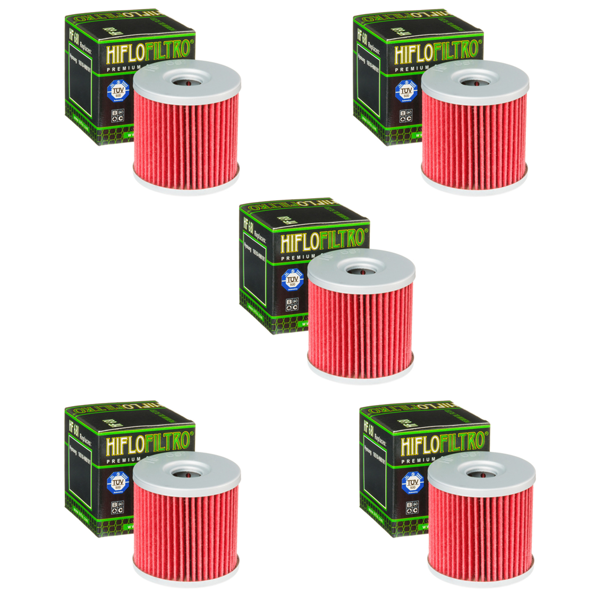 Hiflofiltro HF681 Oil Filter 5 Pack Hyosung GT 650, GT 650 R EFI, GT 650 S EFI