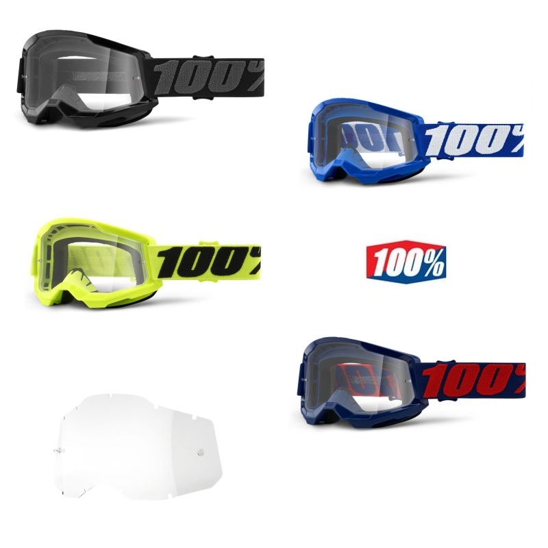 100% Strata 2 MX Motocross Offroad Clear Lens Goggles - Pick Color-0