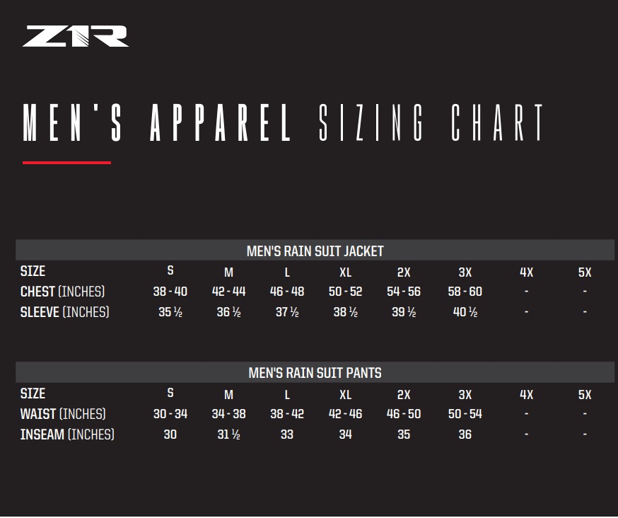 2024 Z1R 2-Piece Street Motorcycle Rainsuit - Pick Size & Color-249664