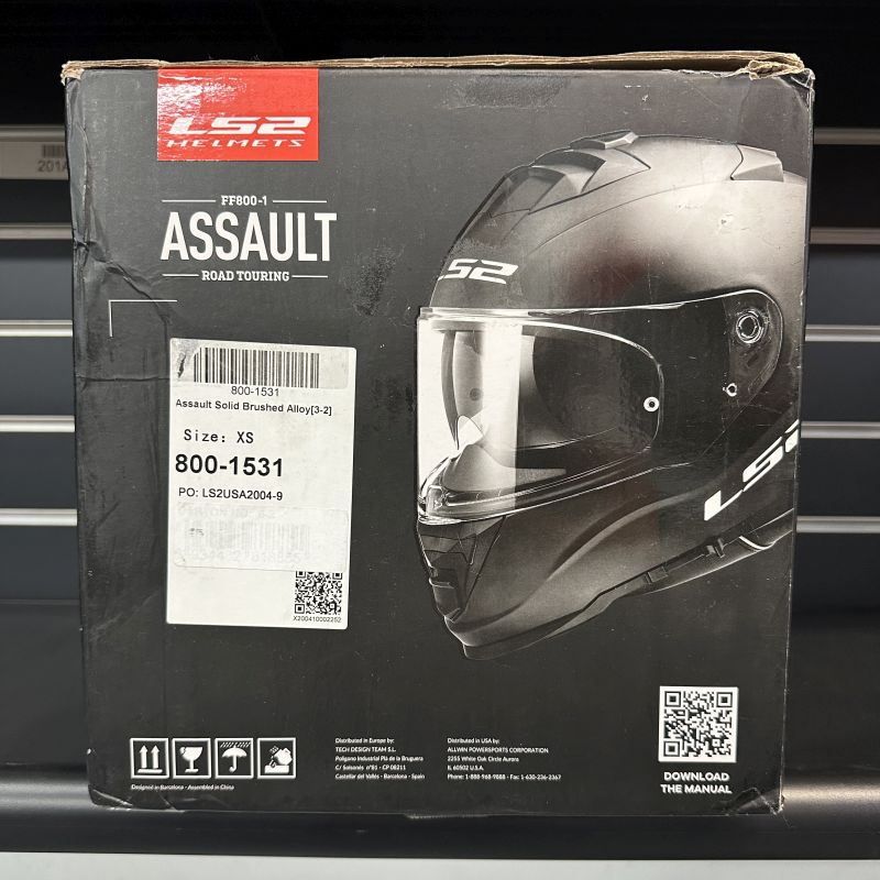 LS2 Assault Full Face Street Motorcycle Helmet Solid Bruched Alloy XS-268369