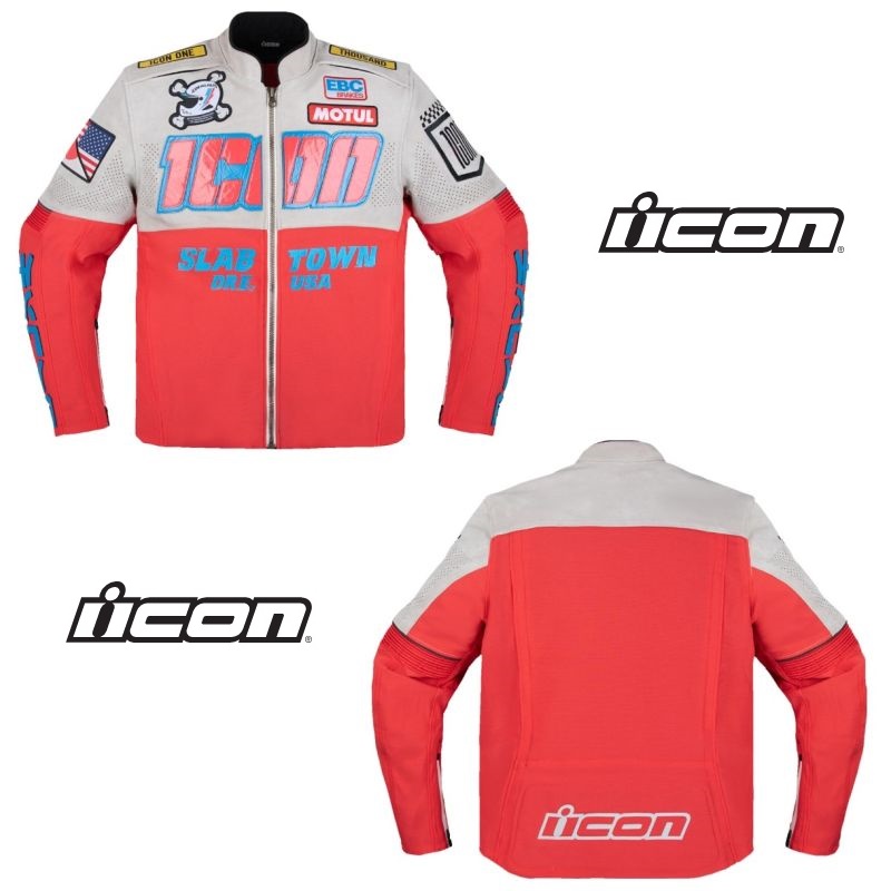 Icon Slabtown Intercept 84 Street Motorcycle Red Jacket - Pick Size & Color-0