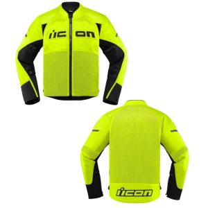 Icon Contra 2 Textile/Mesh Hi-Viz Yellow Street Motorcycle Jacket - Size 4XL-0