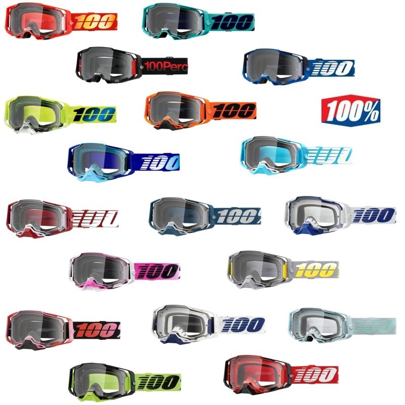 100% Armega Clear Lens Motocross ATV Offroad Goggles - Pick Color-0