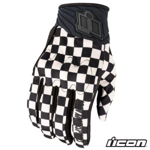 2025 Icon Anthem3 CX Street Motorcycle Checker Black/White Gloves - Pick Size-0