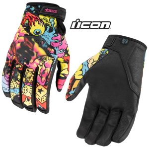 Icon Hooligan Street Motorcycle Scatterbrain/Black Gloves - Pick Size-0