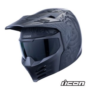 Icon Elsinore Darkgard Modular Street Motorcycle Black Helmet - Pick Size-0