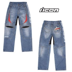Icon Hooligan Street Motorcycle Blue Pants - Pick Size -0