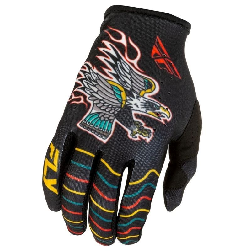 Fly Racing Lite Americana Youth Motocross Offroad Black/Red/Gold Gloves-282540