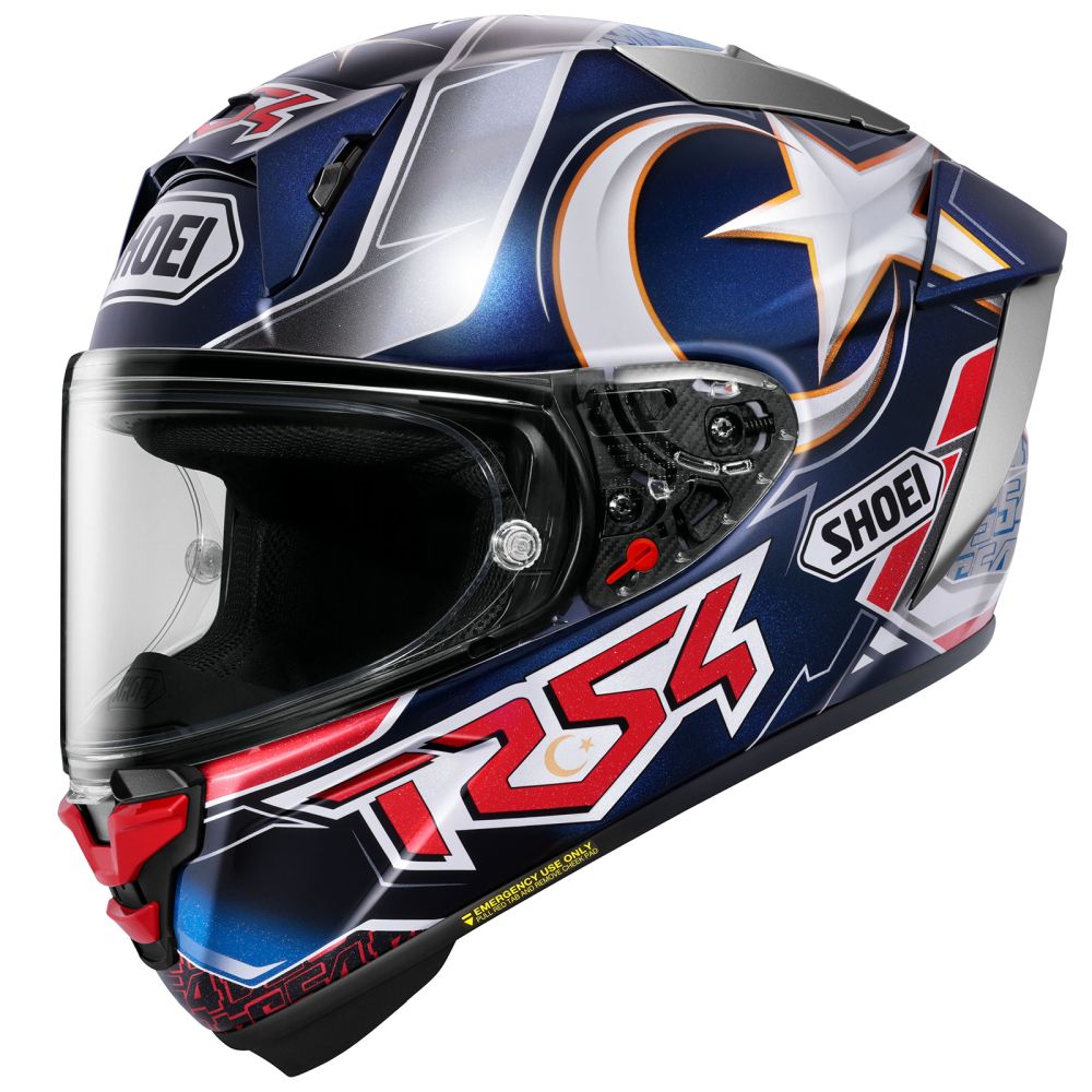 Shoei X-15 Toprak Blue/Red/White Street Motorcycle Helmet - Pick Size - Image 3