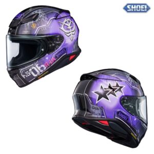 Shoei RF-1400 Zaku II Purple/Navy Street Motorcycle Helmet - Pick Size