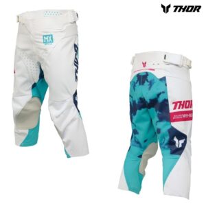 Thor Launchmode Bleach White/Aqua Youth Motocross Offroad Pants - Pick Size