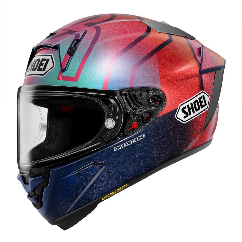 Shoei X-15 Marquez Holi Navy/Red/Orange Street Motorcycle Helmet - Pick Size - Image 3