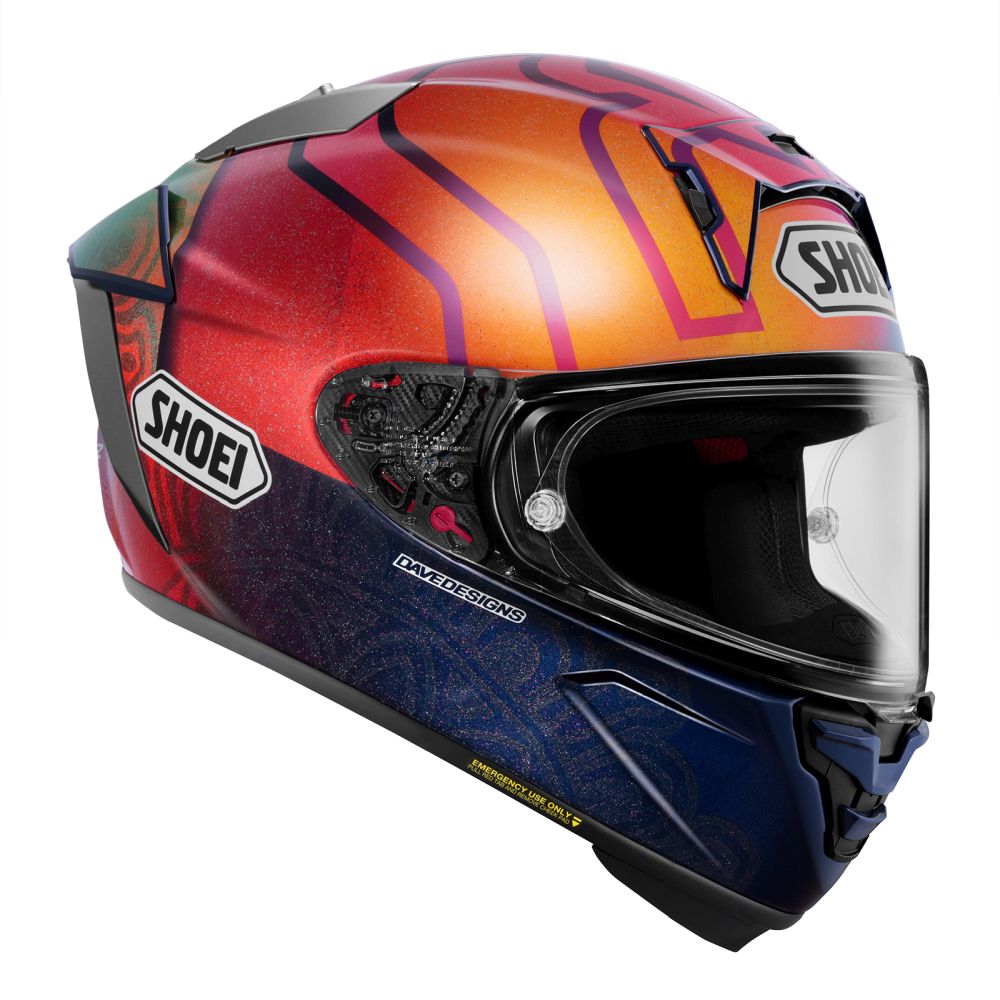 Shoei X-15 Marquez Holi Navy/Red/Orange Street Motorcycle Helmet - Pick Size - Image 4