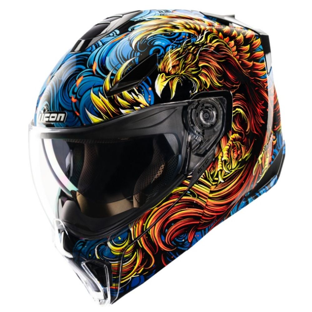 Icon Threshold Burn Birdie Burn Blue Modular Street Motorcycle Helmet - Image 3