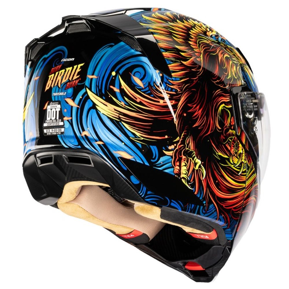 Icon Threshold Burn Birdie Burn Blue Modular Street Motorcycle Helmet - Image 4