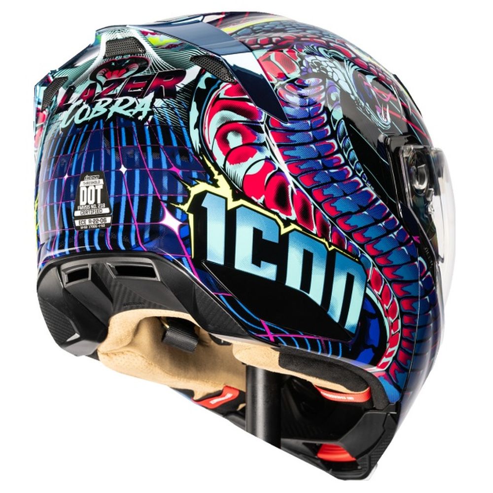 Icon Threshold Synthwave Lazer Cobra Blue Modular Street Motorcycle Helmet - Image 5