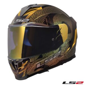 LS2 Assault III Snakebite Krome Black/Gold Full Face Street Motorcycle Helmet