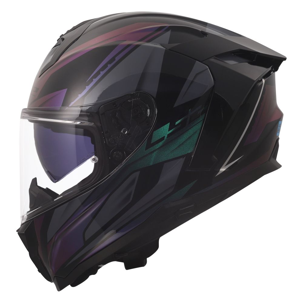 LS2 Challenger II Savage Full Face Street Helmet Chameleon Black/Purple/Green - Image 4