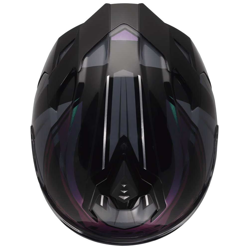 LS2 Challenger II Savage Full Face Street Helmet Chameleon Black/Purple/Green - Image 7