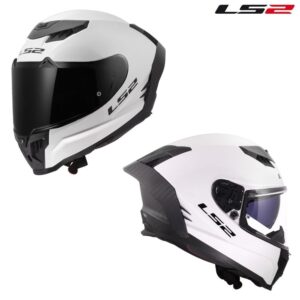 LS2 Dragon Weaved Carbon Gloss White Full Face Street Motorcycle Helmet