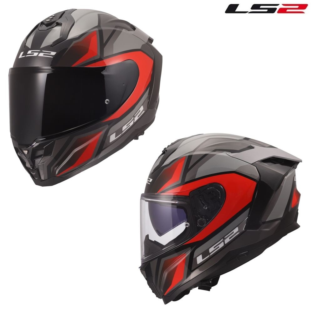 LS2 Challenger II Viper Gloss Gray/Red Full Face Street Motorcycle Helmet