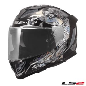 LS2 Assault III Warrior Krome Silver/Black Full Face Street Motorcycle Helmet