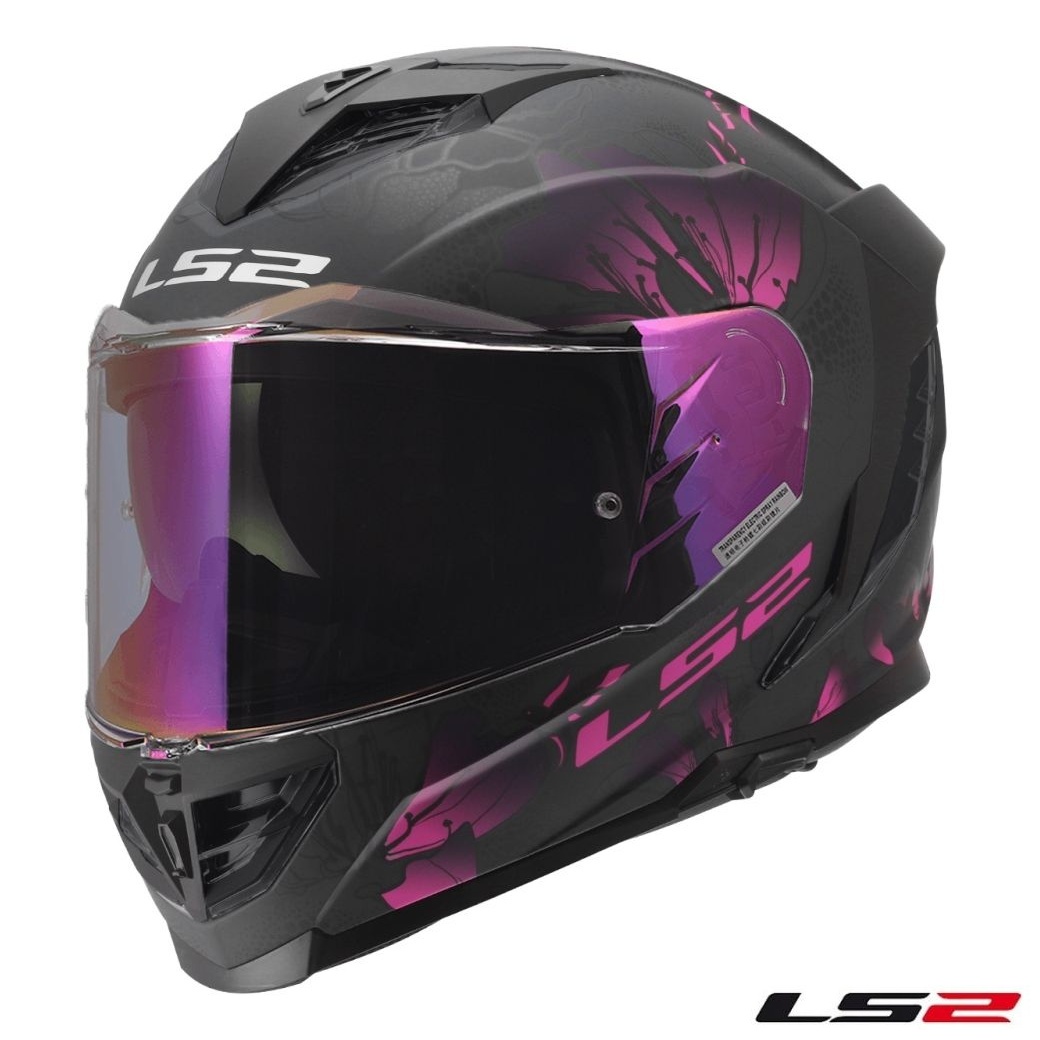 LS2 Assault III Burst Matte Black/Purple Full Face Street Motorcycle Helmet