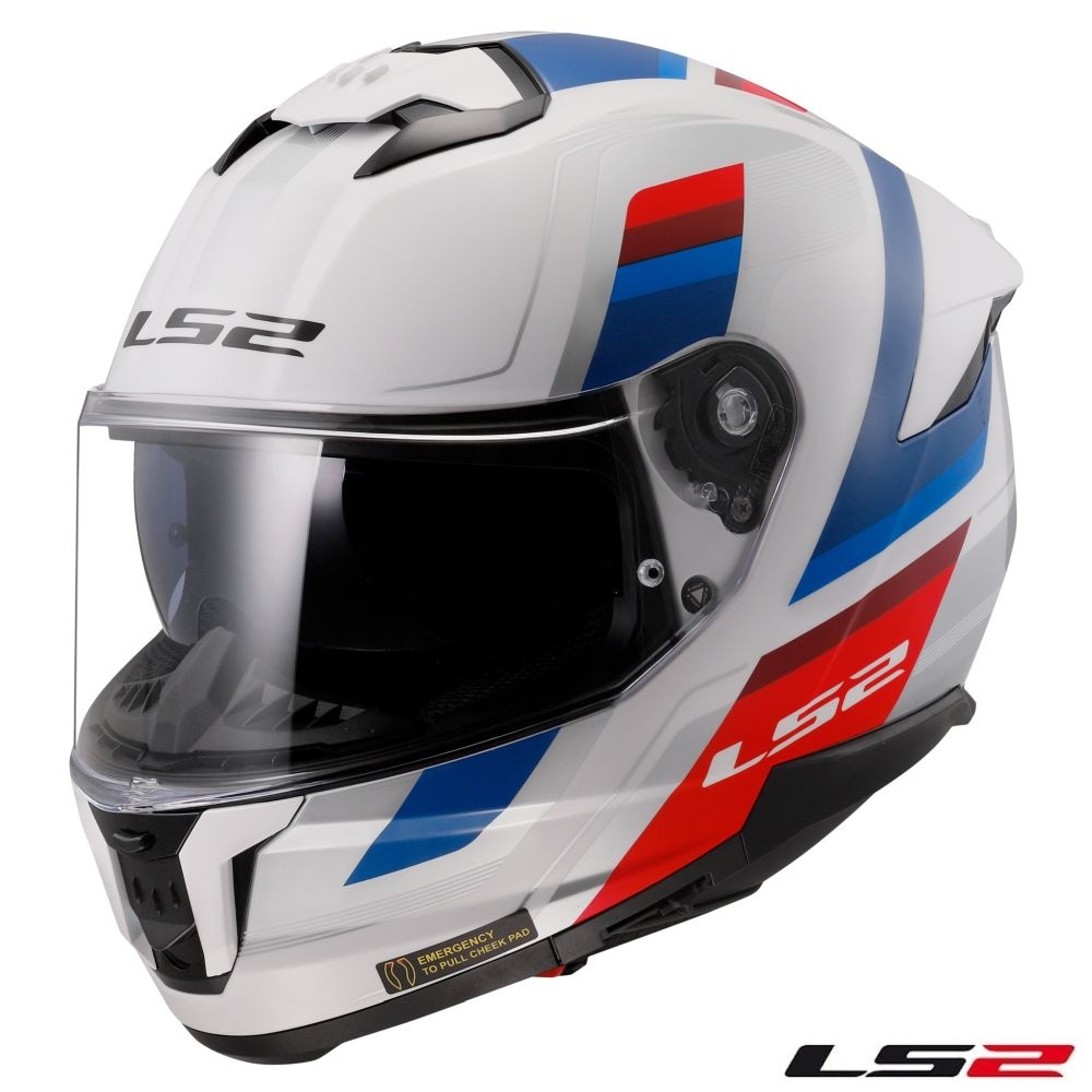 LS2 Stream II Vintage Gloss White/Blue/Red Full Face Street Motorcycle Helmet