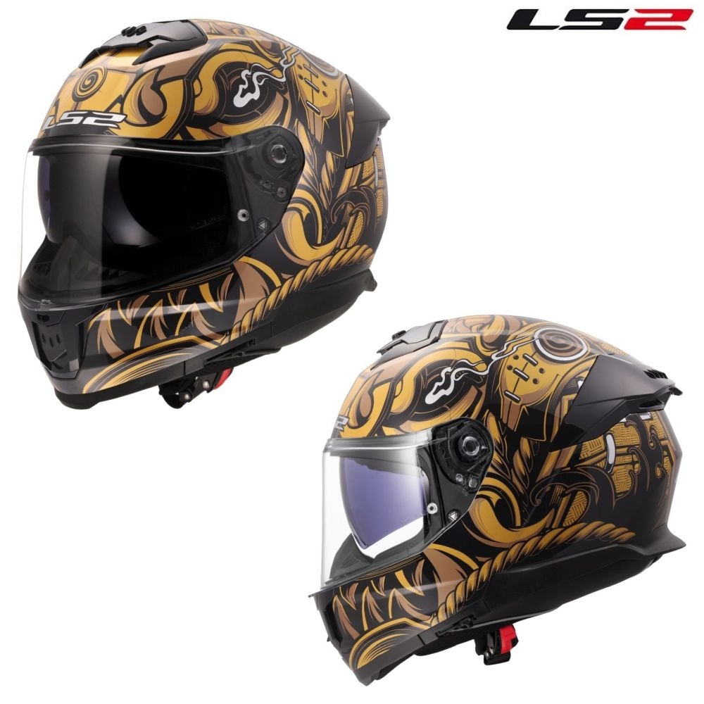 LS2 Stream II Samurai Gloss Black/Gold Full Face Street Motorcycle Helmet